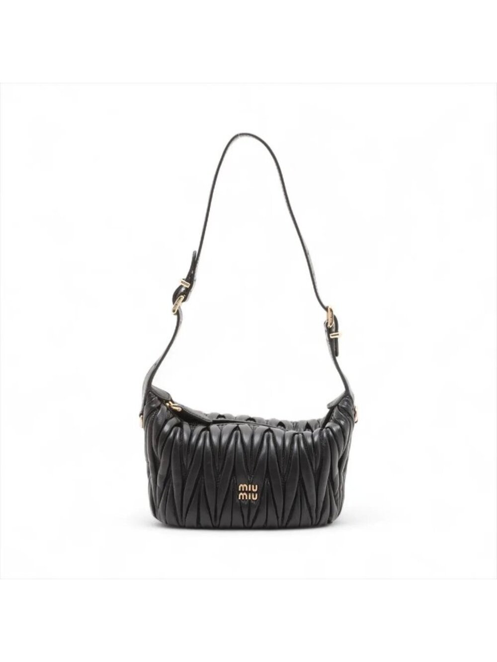 Miu Miu Matelasse Leather Shoulder Bag Hand Black